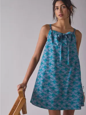 NWT BDG Eva Tie-Front Ruched Strap Trapeze Mini Dress xs relaxed fit thumbnail 3