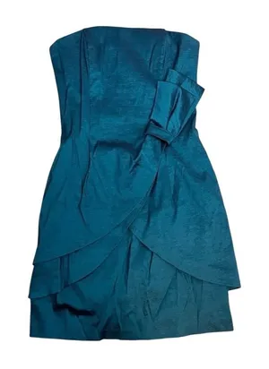 Jessica McClintock Vintage Taffeta Strapless Teal Emerald Green Party Dress thumbnail 1