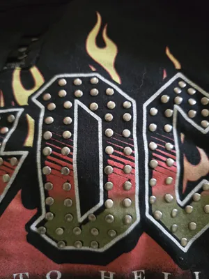 AC/DC Black Studded Highway To Hell Cropped Tee with White Print Small thumbnail 5