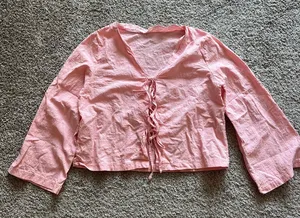 Tie Front Long Sleeve Pink Size M thumbnail 1