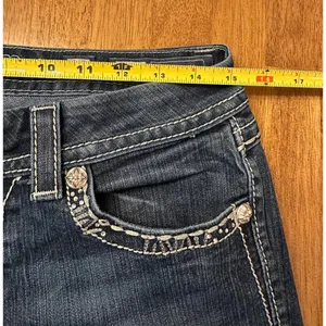 Miss Me Jeans Low Rise Easy Boot Size 28 Embellished Flap Pockets Thick Stitch thumbnail 8