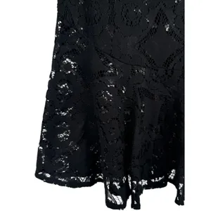 Free People Sheer Floral Lace Mini Dress 3/4 Sleeve Ruffle Hem Black Boho Size 0 thumbnail 10