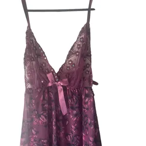 Fairy Purple‎ Women's Size Medium Floral Sequin Babydoll Teddy Top Set thumbnail 4
