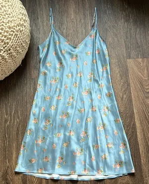 Reformation Blue Floral Slip Dress thumbnail 1