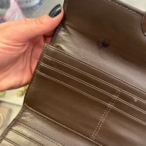 Coach Signature Khaki Brown Jacquard Flap Wallet Medallion Snap thumbnail 3