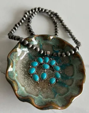 Faux Pearl & Turquoise Necklace thumbnail 1
