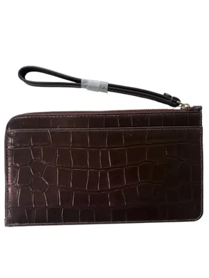 NWT Kate Spade Leather Medium Zipper Wristlet Bronze Retail $159.00 thumbnail 4