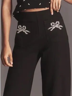 Maeve Colette Embroidered High-Rise Wide-Leg Full-Length Pants 29P thumbnail 3