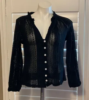 Chic Black Sheer Button-Down Women's Shirt thumbnail 1