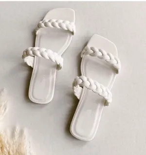 Soda Shoes White Braided Vegan Leather Sandal thumbnail 3