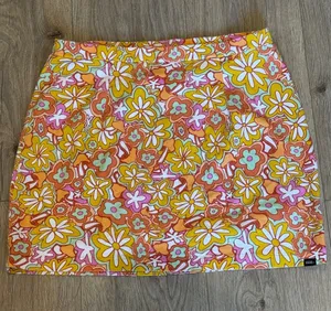 VANS Floral Retro Pull-On Stretch Mini Skirt Size M Mod Skater Y2K Indie 90s thumbnail 1