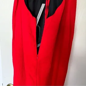 Art259Design Dress Backless‎ Halter Slit Crinkle Midi Red S NWT thumbnail 8