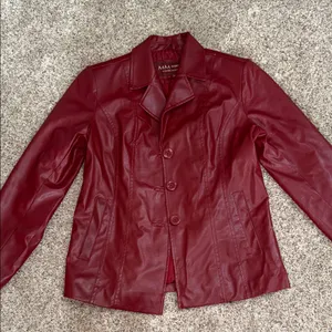 Vintage Faux Red Leather Jacket thumbnail 1
