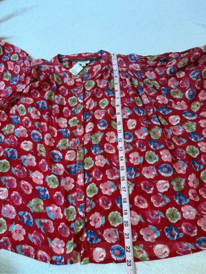 Anthropologie Pilcro The Sidney Batwing Blouse Red Floral XS NEW thumbnail 7