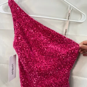 NEW Loyeloy women's pink sequins one shoulder cutout strap bodycon‎ mini dress thumbnail 2