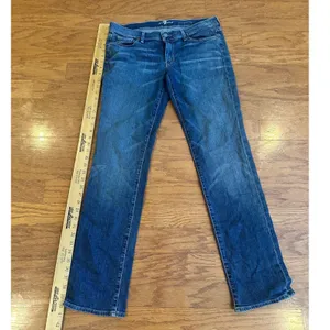 7 For All Mankind Womens Straight Leg Jeans Blue Medium Wash Sz 31 Stretch thumbnail 5