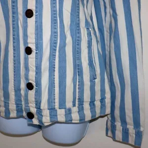 Show Me Your‎ Mumu Drine denim Jacket Sz S Marina striped thumbnail 8