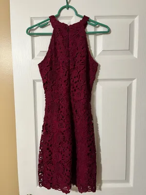 Lulus Halter Dress Burgundy Mini thumbnail 2