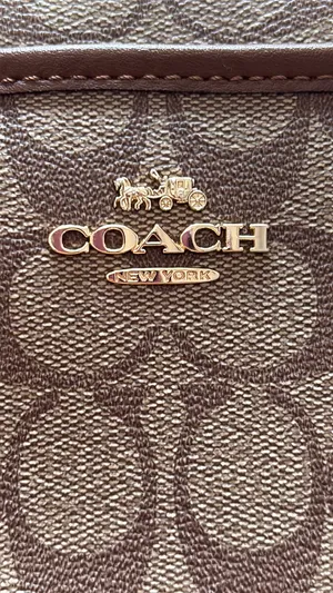 Coach Signature coated Canvas File Crossbody Bag purse tan brown excellent thumbnail 13