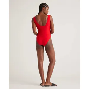 NWT Quince Cherry Red Italian Plunge One-Piece Swimsuit Sz Small thumbnail 2