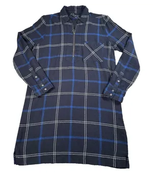 Abercrombie & Fitch Medium Womens Blue Plaid Shirt Dress‎ Long Sleeve Zip Collar thumbnail 1