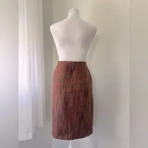Vintage ‘00s Liz Claiborne Brown & Burgundy Textured Knee Length Skirt thumbnail 7
