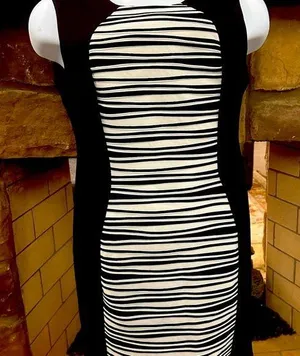 R&M Richards Black and White Sleeveless Sheath Midi Dress size 10 beautiful! thumbnail 1
