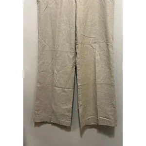Isaac Mizrahi Womens Linen Blend Trousers Wide Leg Cropped Beige Button Accent‎ Pants Size 8 thumbnail 6