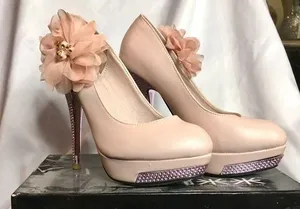 Rhinestone Heel Platform Pumps Pink Size 7 thumbnail 1