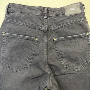 Zara Women's Jeans Size 4 Straight Wide Leg High Rise‎ Button Fly Black Denim thumbnail 6