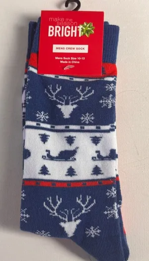 Winter Holiday Seasonal Print Crew Style Socks NWT OS thumbnail 1