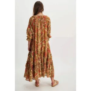Free People Garden Wonders Maxi Dress Retro 70s Bohemian Floral Size Small thumbnail 5