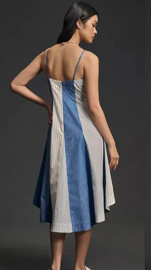 Anthropologie NWT $238 x Plenty by Tracy Reese V-Neck Blue High-Low Dress M thumbnail 3