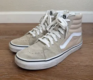 Vans Unisex Sk8-Hi Beige Suede Canvas Sneaker Shoes thumbnail 1