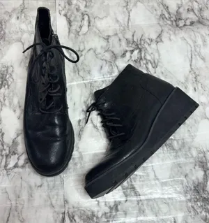 Eileen Fisher Black Lace-Up Platform Ankle Boots wedge size 10 whimsygoth thumbnail 1