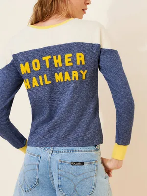 MOTHER Take That Hail Mary The Long Sleeve Cap Outfielder Sweatshirt in Blue thumbnail 2