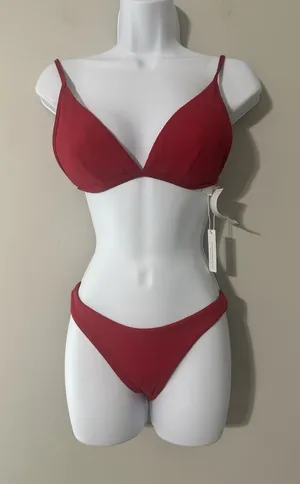 NWT Summerful Swimwear: Red‎ Ribbed Bikini Set (Top Medium, Bottom Small) thumbnail 1