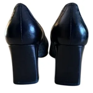 Bandolino Black Tweed Leather Block Heel Pumps Women's 7.5M Square Toe thumbnail 4
