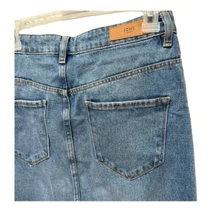 Women's Denim Maxi Skirt‎ Blue Jean Front Slit Raw Hem Y2K 90s Grunge thumbnail 5