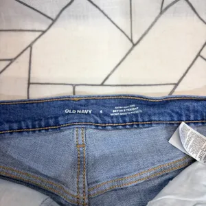 Old Navy Sky-Hi Straight Jeans 4 Blue‎ Distressed Raw Hem Extra High Rise thumbnail 5