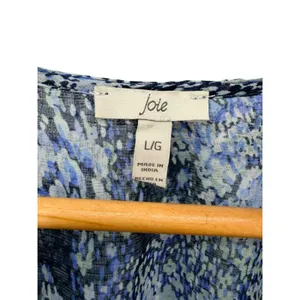 Joie Parisian Paisley Blue Tiered Midi‎ Dress V-Neck Long Sleeve Womens L Flowy thumbnail 5