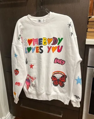 Mayfair Group "Somebody Loves You" crewneck sweatshirt in white one size thumbnail 1