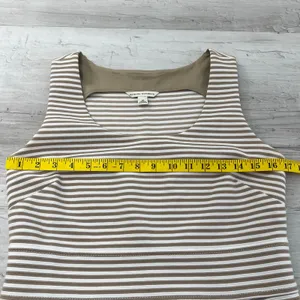 Banana Republic Brown White Striped Midi Dress 10 Sheath Career Workwear Chic thumbnail 9