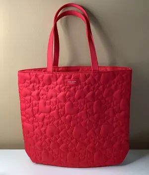Kate Spade Fragrances Red Heart Quilted Large Tote Bag, New Without Tags thumbnail 1