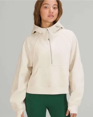 LULULEMON Oversized Scuba Half-Zip Hoodie‎ Pullover Sweatshirt Cream XS/S thumbnail 1