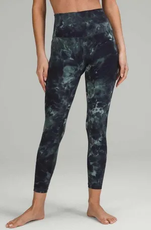 Lululemon Align High Rise Pant 25” Diamond Dye Silver Blue Tidewater Size 20 thumbnail 1