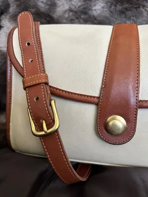 COACH Vintage RARE Spectator Saddle Crossbody Bag Bone & Tabac Leather 077-6787 thumbnail 10