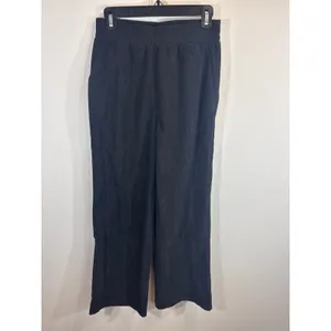 Halara Black Corduroy Elastic Waist Wide Leg Lounge‎ Pants Small NWT thumbnail 2
