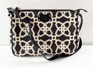 Kate Spade Chrissy Moroccan Print Crossbody Purse Bag Black thumbnail 1