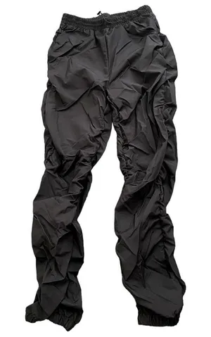 SHEIN Petite Nylon Ruched Joggers in Black, Size PL​​​​​​​​ thumbnail 1